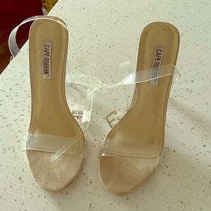 Clear strap nude heels